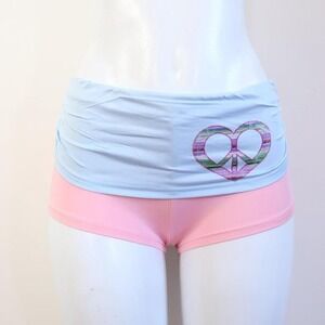 peace love pink foldover micro shorts y2k